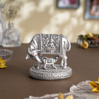 Kamdhenu Cow with Calf (Silver Plated) — view 7