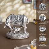 Kamdhenu Cow with Calf (Silver Plated) — view 15