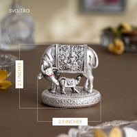 Kamdhenu Cow with Calf (Silver Plated) — view 1